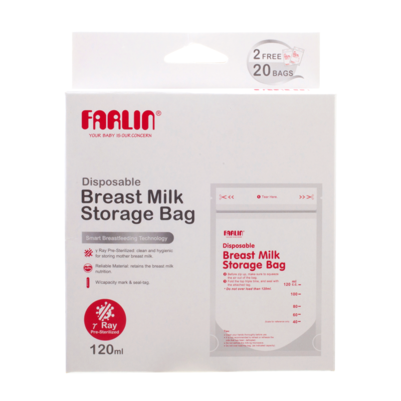 Farlin Breastmilk Storage Bag - 120 Ml (20+2 Gift Bags)