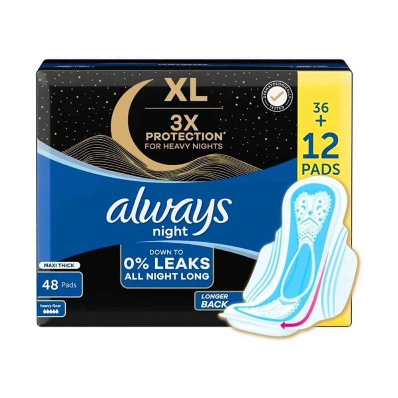 Always Night 3X Protection Maxi Thick Large Pads 48S