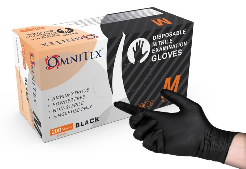 Omnitex Black Nitrile Gloves - Medium - Pack Of 200