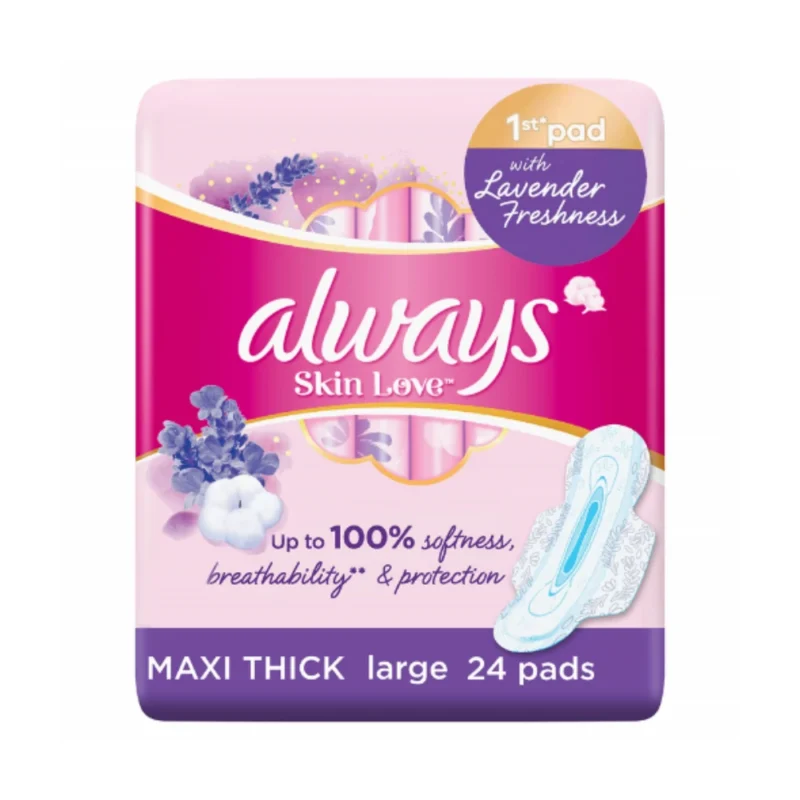 Always Skin Love Maxi Thick Pads With Lavender Freshness 24pcs