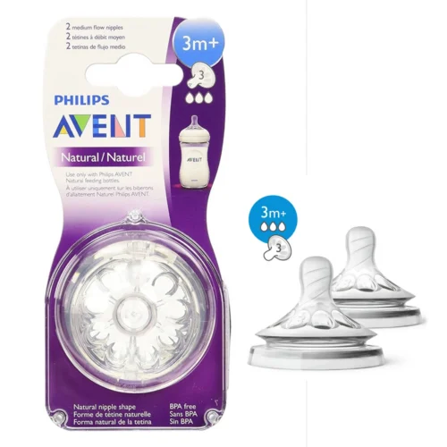 Avent Natural Teat Medium Flow 3+ Month 2 pc