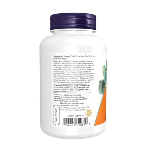 Now Magnesium Glycinate 200 Mg 180 Tablets