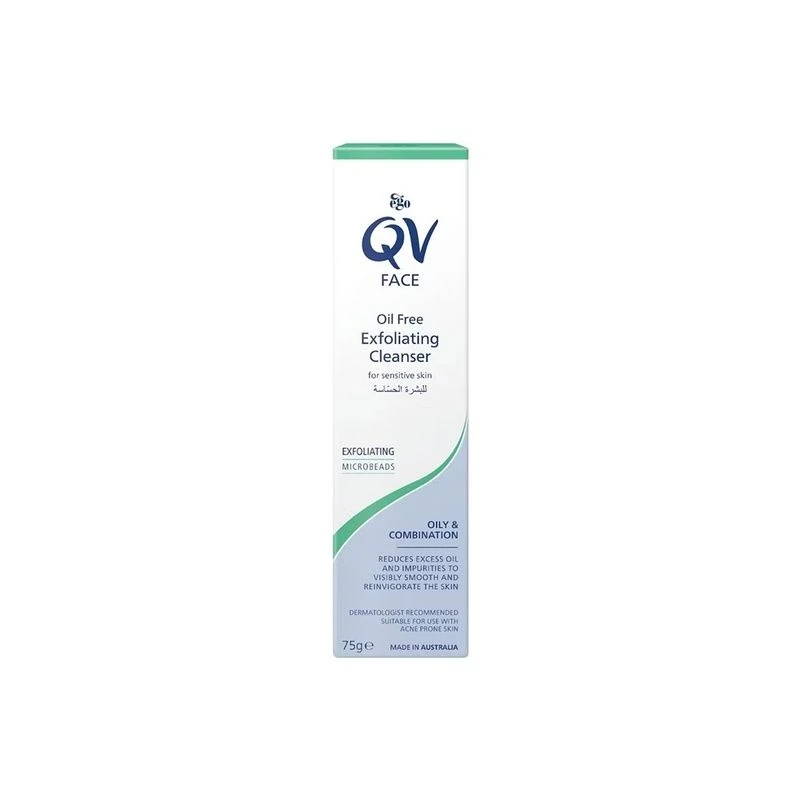 Qv Face Oil Free Exfoliating Cleanser For Sensitive Skin 75g