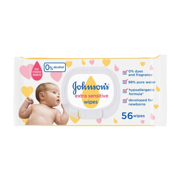 Johnsons Extra Sensitive Baby 56 Wipes