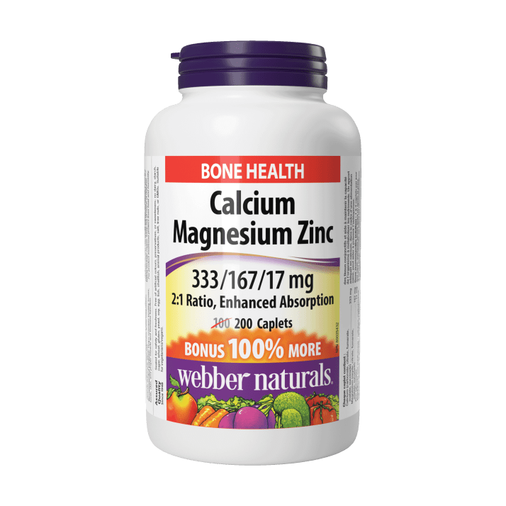 Calcium Magnesium Zinc 333/167/17 Mg 200cap Webber Naturals