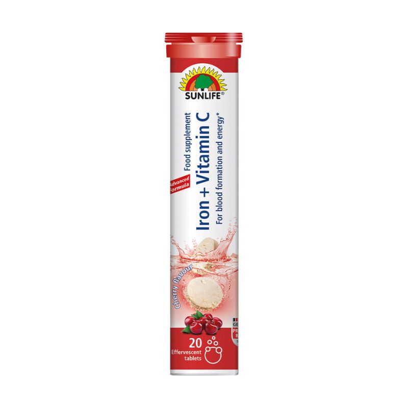 Sunlife Iron + Vitamin C Cherry 20 Eff Tab