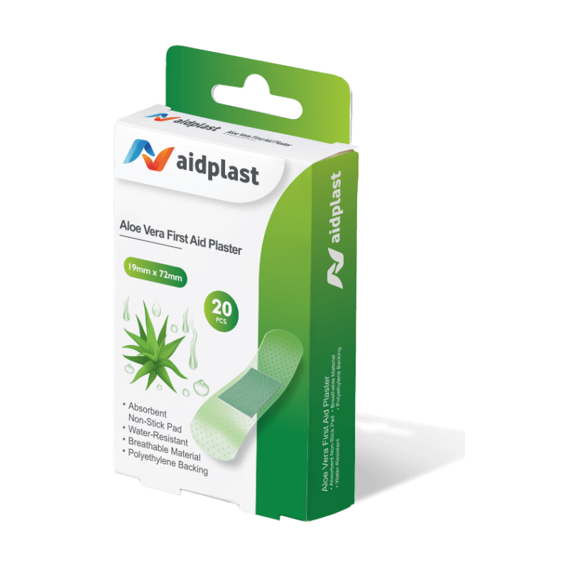 Aidplast Aloe Vera First Aid Plaster [White & Light Green Color] (19X72Mm) 20Pc