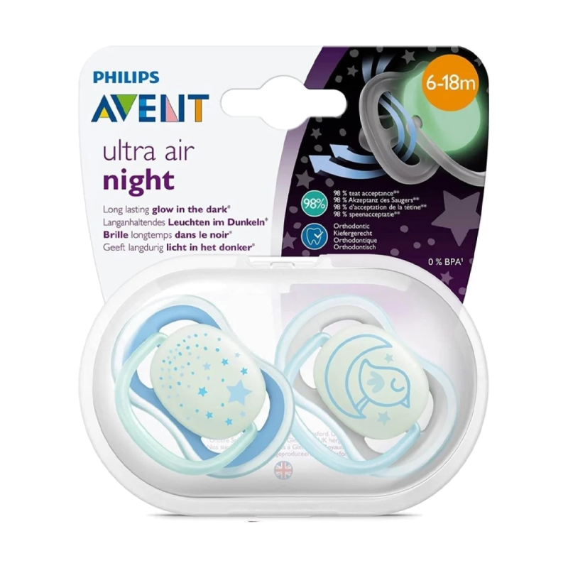Avent Soother Ultra Air Night 6-18M Blue
