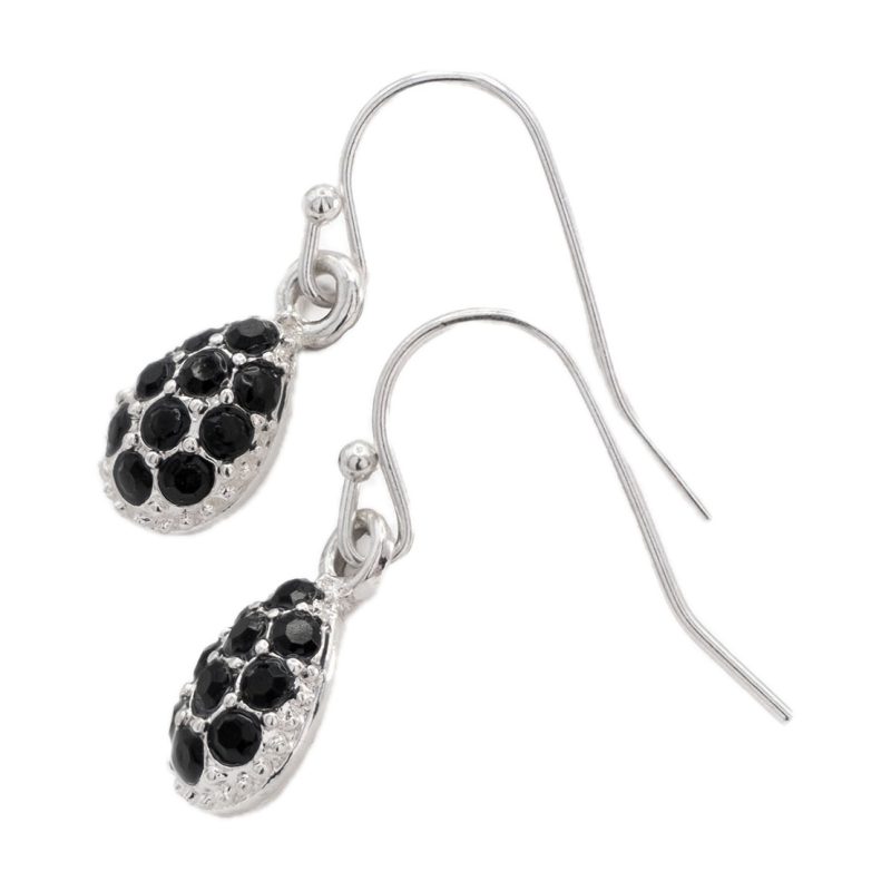 Medical Earring Gt38 Black Multifaceted Silver Drop