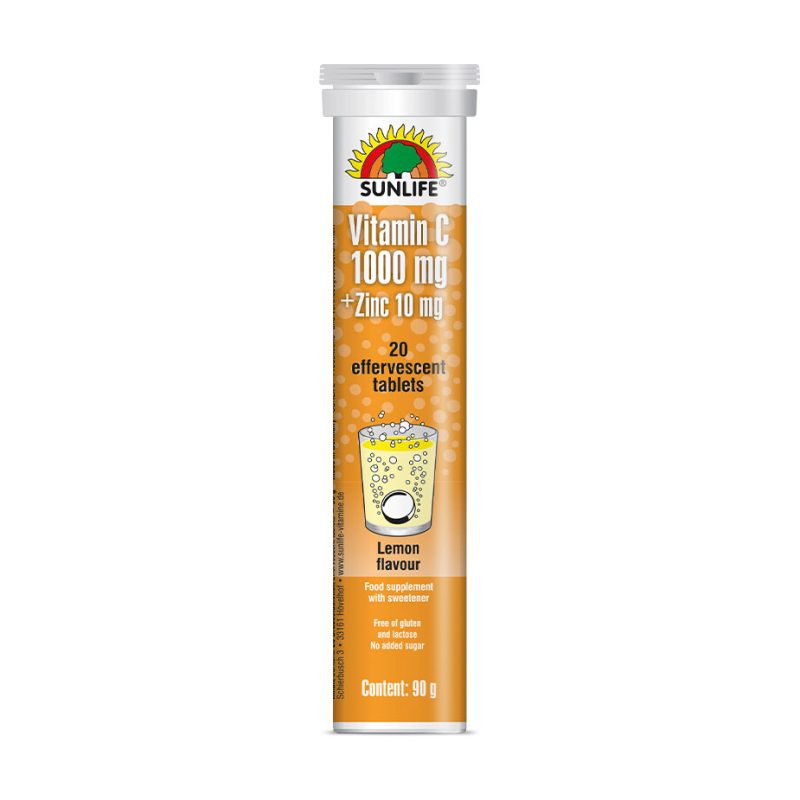 Sunlife Vitamin C 1000Mg + Zinc 10Mg Lemon Sugar Free 20 Effervescent Tab