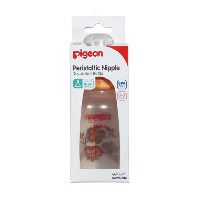 Pigeon Peristaltic Nipple Decorated Bottle 0-3 Months 120ml
