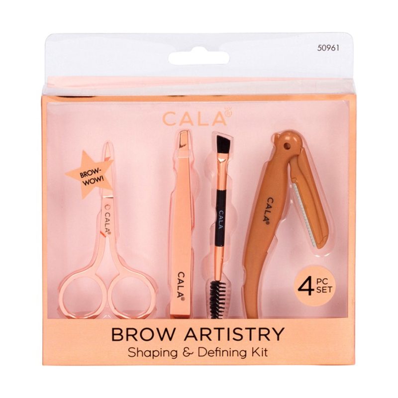 Cala Brow Artistry Shaping & Defining Kit Tweezers Brow Shaping Scissors, Brow Razor, Dual-Ended Brow Brush