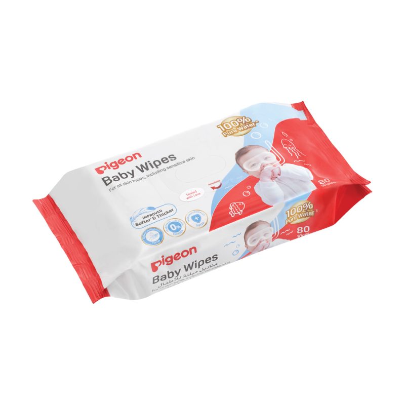 Pigeon Baby Wipes Unscented 100% Pure Water 80 Wipes