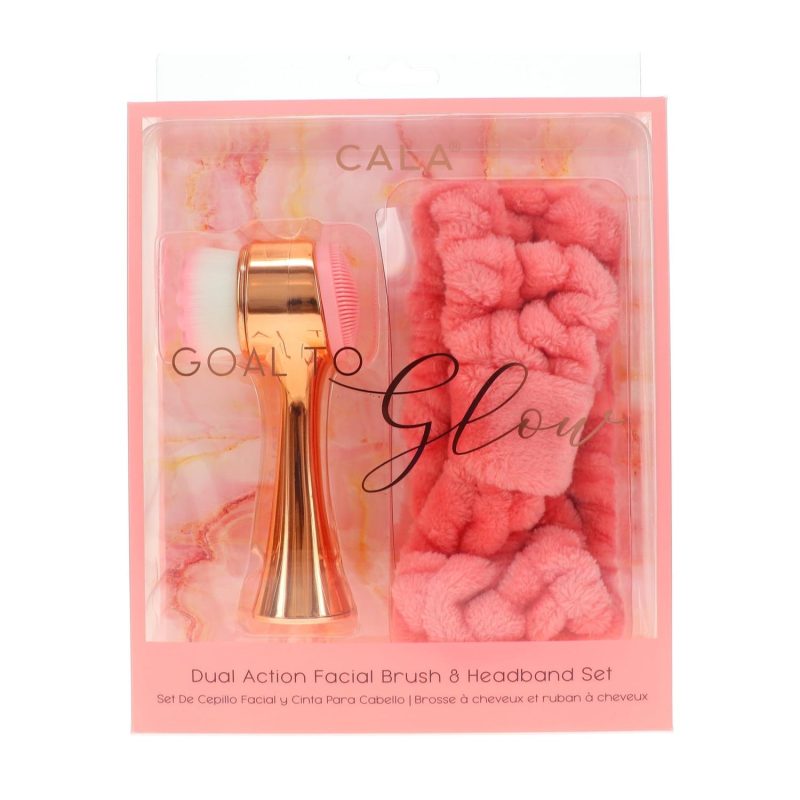 Cala Goal To Glow Dual Action Facial Brush & Headband Set (Rose Gold)