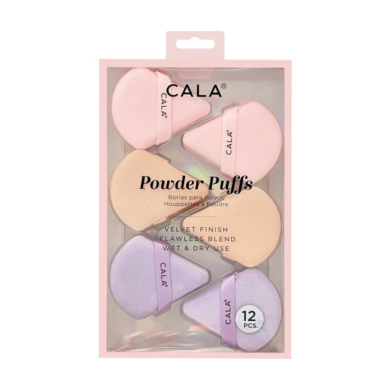Cala Velvet Powder Puffs | Nude/Pink (12Pcs)