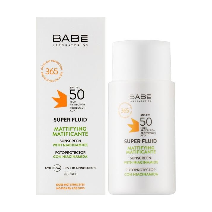 Babe Facial Sunscreen Mattifying Superfluid With Niacinamide Spf 50 -50Ml