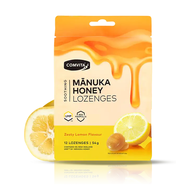 Comvita Manuka Honey Lozenges With Propolis - Lemon 12 Pack