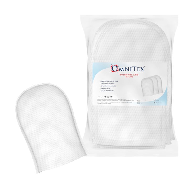 Omnitex Dry Body Wash Gloves (Pack Of 50)