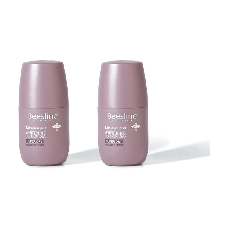 Beesline Natural Whitening Roll On Deodorant Super Dry Powder Soft 2X50Ml (1+1 Free)